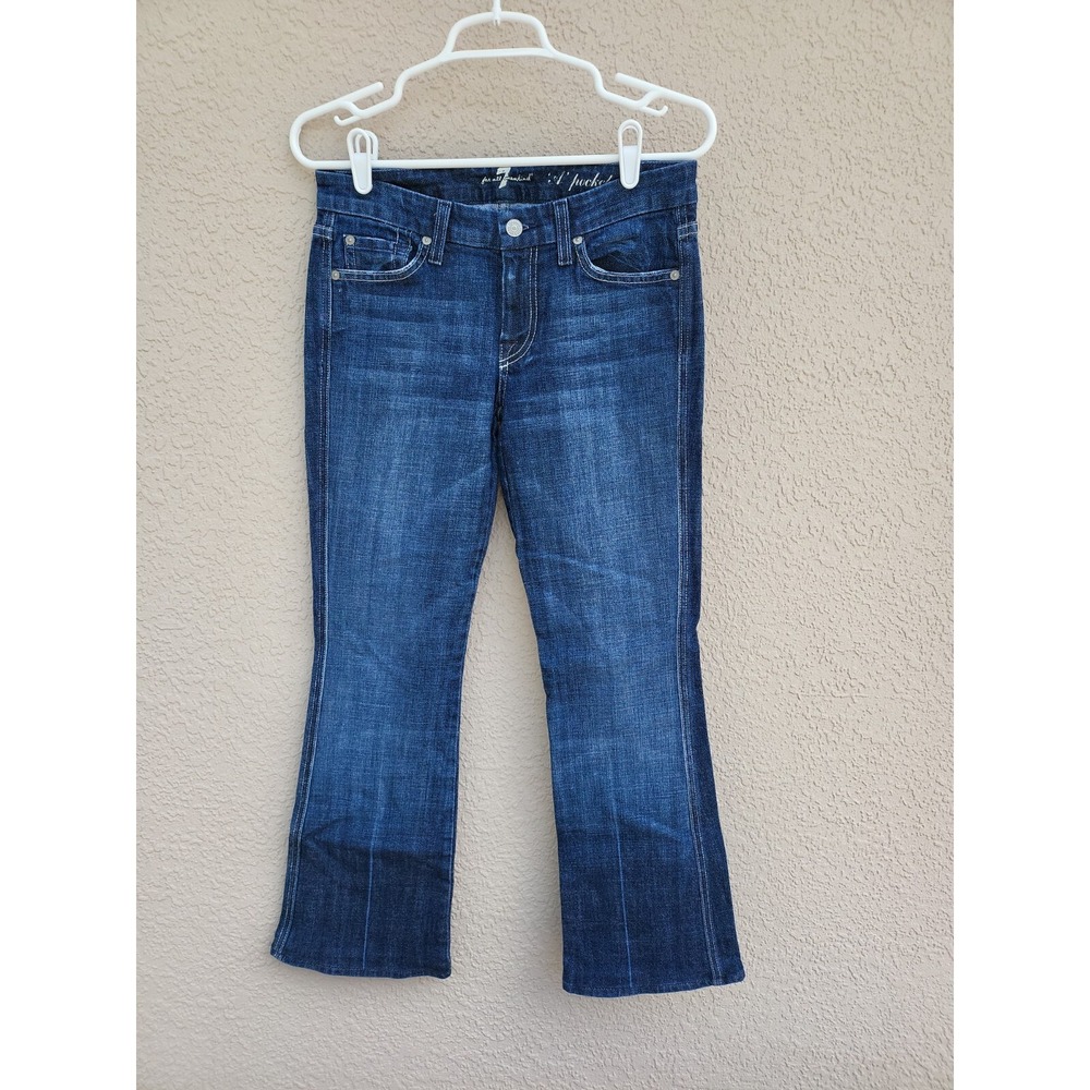 7 for all Mankind Woman's Corp A Pocket Blue Jean Mid Rise Boot Cut Size 27